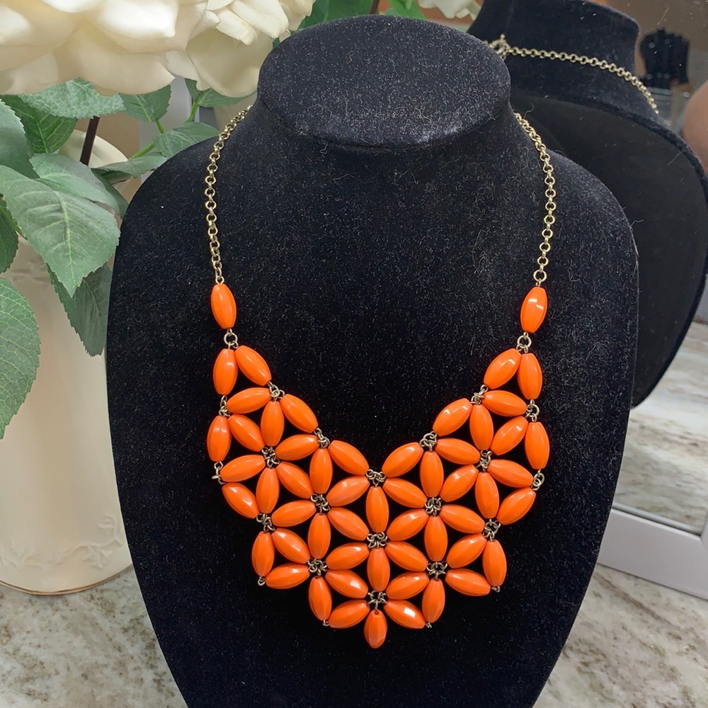 Bright Orange J. Crew necklace adjustable length